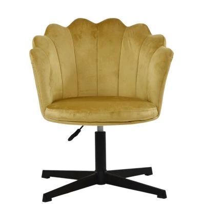 Scallop Office Chair Camel Velvet & Black