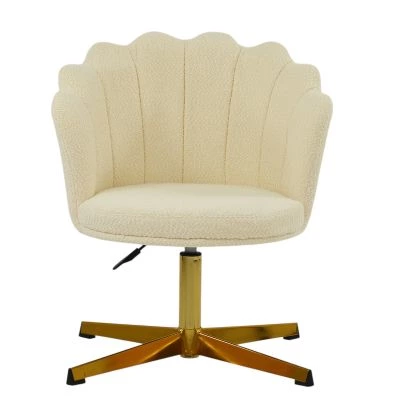 Scallop Office Chair Cream Boucle & Gold