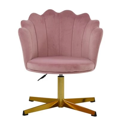 Scallop Office Chair Pink Velvet & Gold