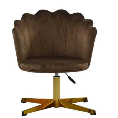Scallop Office Chair Mocha Velvet & Gold