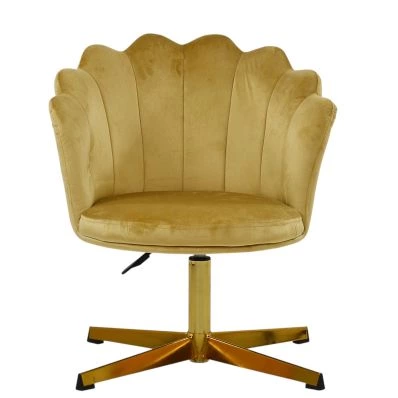 Scallop Office Chair Camel Velvet & Gold