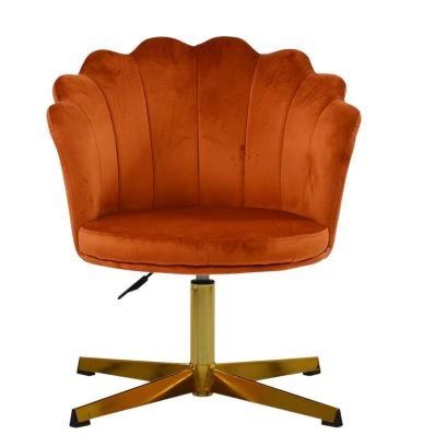 Scallop Office Chair Burnt Orange Velvet & Gold