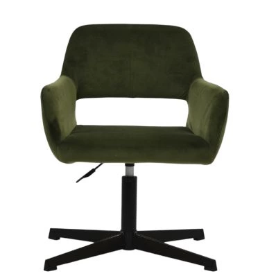 Stockholm Office Chair Olive Green Velvet & Black