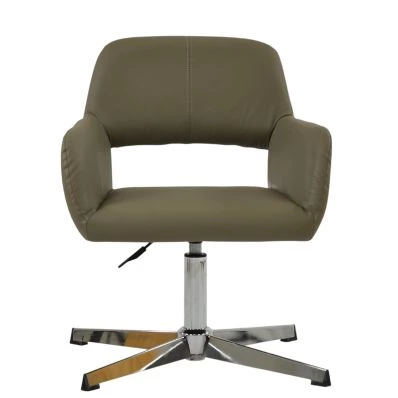 Bronby Office Chair Taupe Leather & Chrome