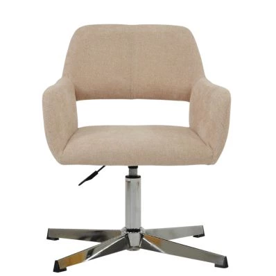 Bronby Office Chair Natural Cream Fabric & Chrome