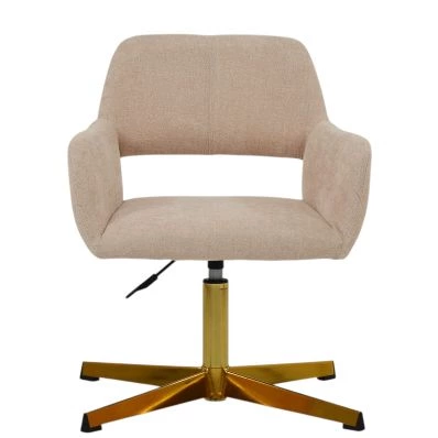 Bronby Office Chair Natural Cream Fabric & Chrome