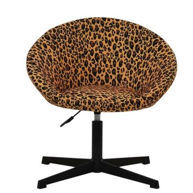 Deniz Vanity Chair in Leopard Fabric