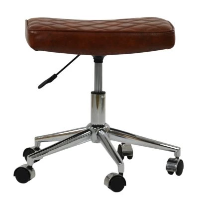 Cody Office Chair in Vintage Brown Faux Leather Chrome Base