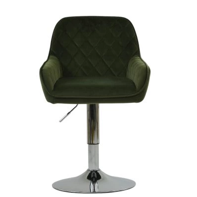 Ayari Office Chair Olive Green Velvet Chrome Base