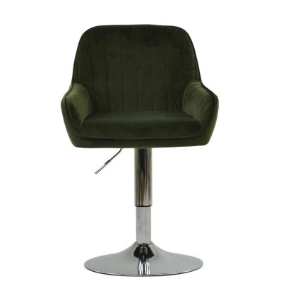 Luis Office Chair Olive Green Velvet Chrome Base
