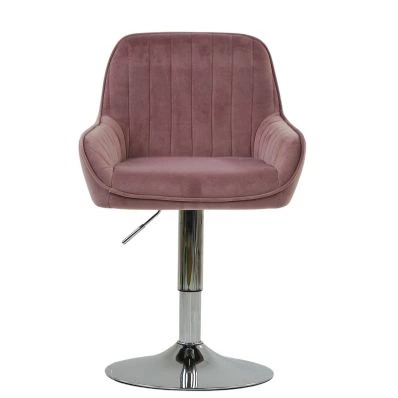 Luis Office Chair Pink Velvet Chrome Base