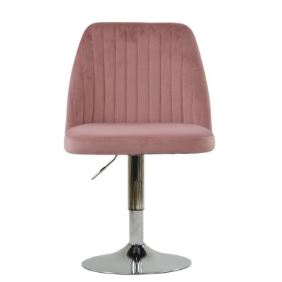 Elia Office Chair Pink Velvet Chrome Base