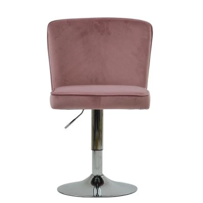 Riad Office Chair Pink Velvet Chrome Base
