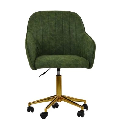 Lule Carver Office Chair Aged Olive Green Faux Leather & Gold
