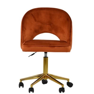 Flair Office Chair Burnt Orange Velvet & Gold