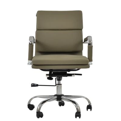 Chester Office Chair Taupe Faux Leather & Chrome