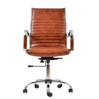 Spark Office Chair Vintage Brown Faux Leather & Chrome