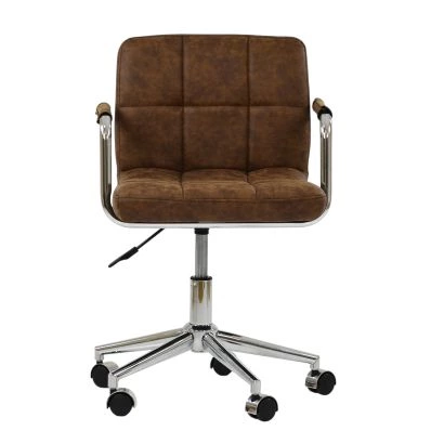 Bahama Office Chair Aged Brown Faux Leather & Chrome