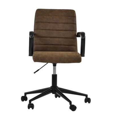 Heath Office Chair Aged Brown Faux Leather & Black