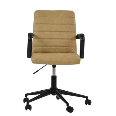 Heath Office Chair Aged Cream Faux Leather & Black