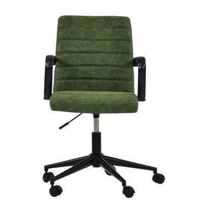 Heath Office Chair Aged Olive Green Faux Leather & Black