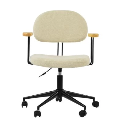 Laxi Office Chair Cream Boucle Fabric & Black