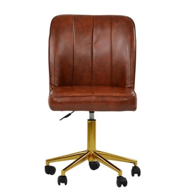 Blaydon Office Chair Vintage Brown Faux Leather & Gold