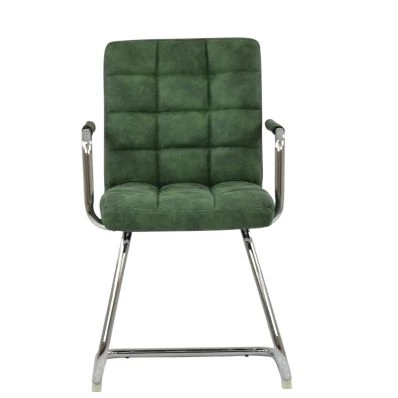 Miami Office Chair Aged Olive Green Faux Leather & Chrome