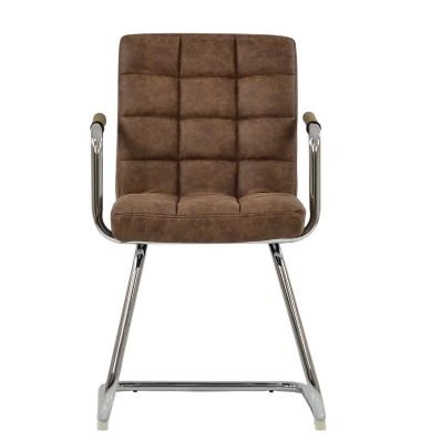 Miami Office Chair Aged Brown Faux Leather & Chrome