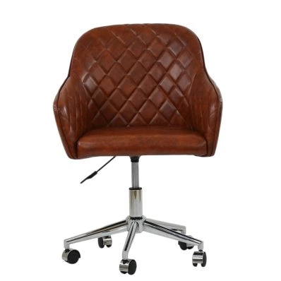 Opus Office Chair Vintage Brown Faux Leather & Chrome