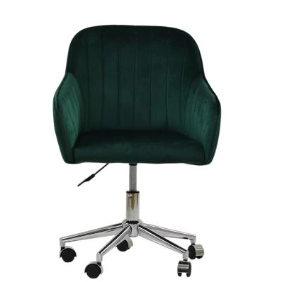 Lule Carver Office Chair Emerald Green Velvet & Chrome