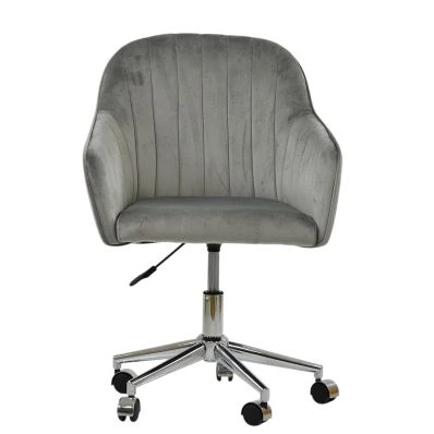 Lule Carver Office Chair Grey Velvet & Chrome