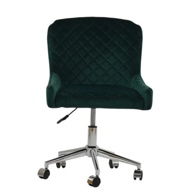 Heron Office Chair Emerald Green Velvet & Chrome
