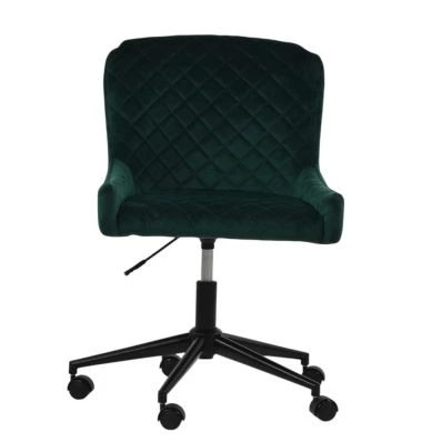 Heron Office Chair Emerald Green Velvet & Black