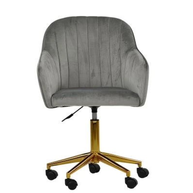 Lule Carver Office Chair Grey Velvet & Gold