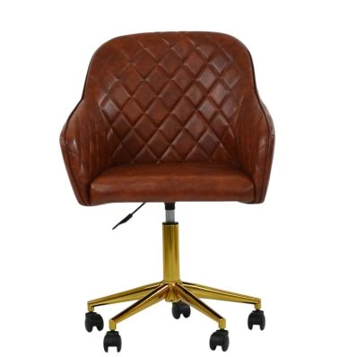 Opus Office Chair Vintage Brown Faux Leather & Gold