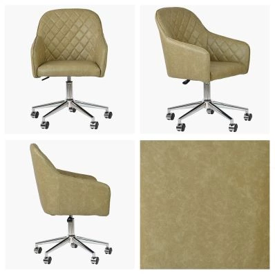 Opus Office Chair Cream Faux Leather & Chrome