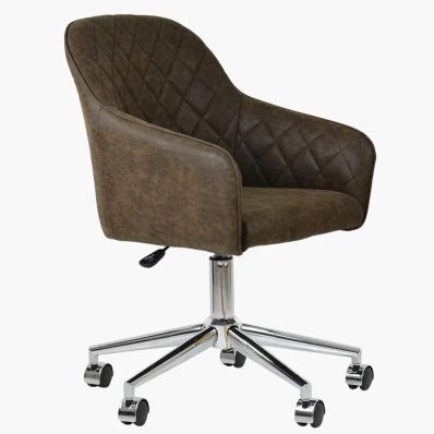 Opus Office Chair Antique Brown Faux Leather & Chrome