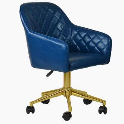 Opus Office Chair Blue Faux Leather & Gold