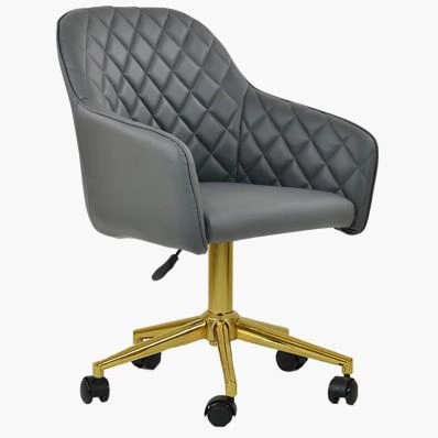 Opus Office Chair Dark Grey Faux Leather & Gold