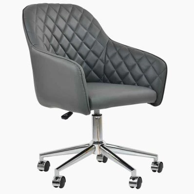 Opus Office Chair Dark Grey Faux Leather & Chrome