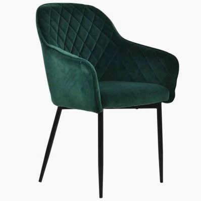 Opus Carver Dining Chair Green Velvet & Black Legs