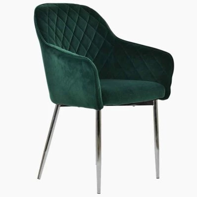 Opus Carver Dining Chair Green Velvet & Chrome Legs