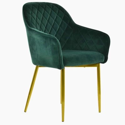Opus Carver Dining Chair Green Velvet & Gold Legs