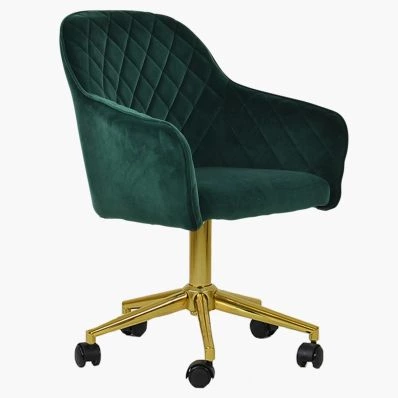Opus Office Chair Green Velvet & Gold