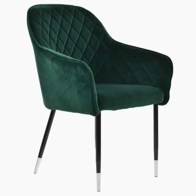 Opus Carver Dining Chair Green Velvet & Black \ Silver Legs