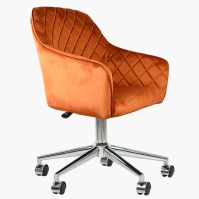 Opus Office Chair Burnt Orange Velvet & Chrome