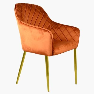 Opus Carver Dining Chair Burnt Orange Velvet & Gold Legs