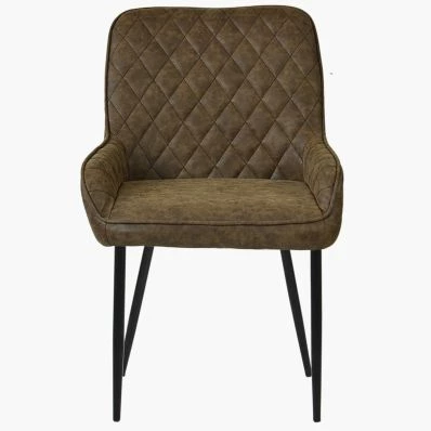 Opus Dining Chair Aged Brown Faux Leather & Black Legs