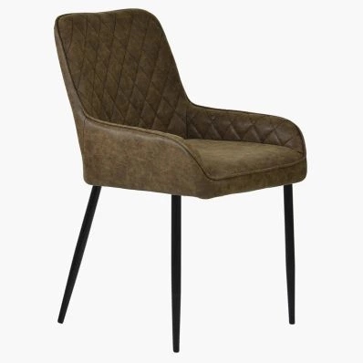 Opus Dining Chair Antique Brown Faux Leather & Black Legs
